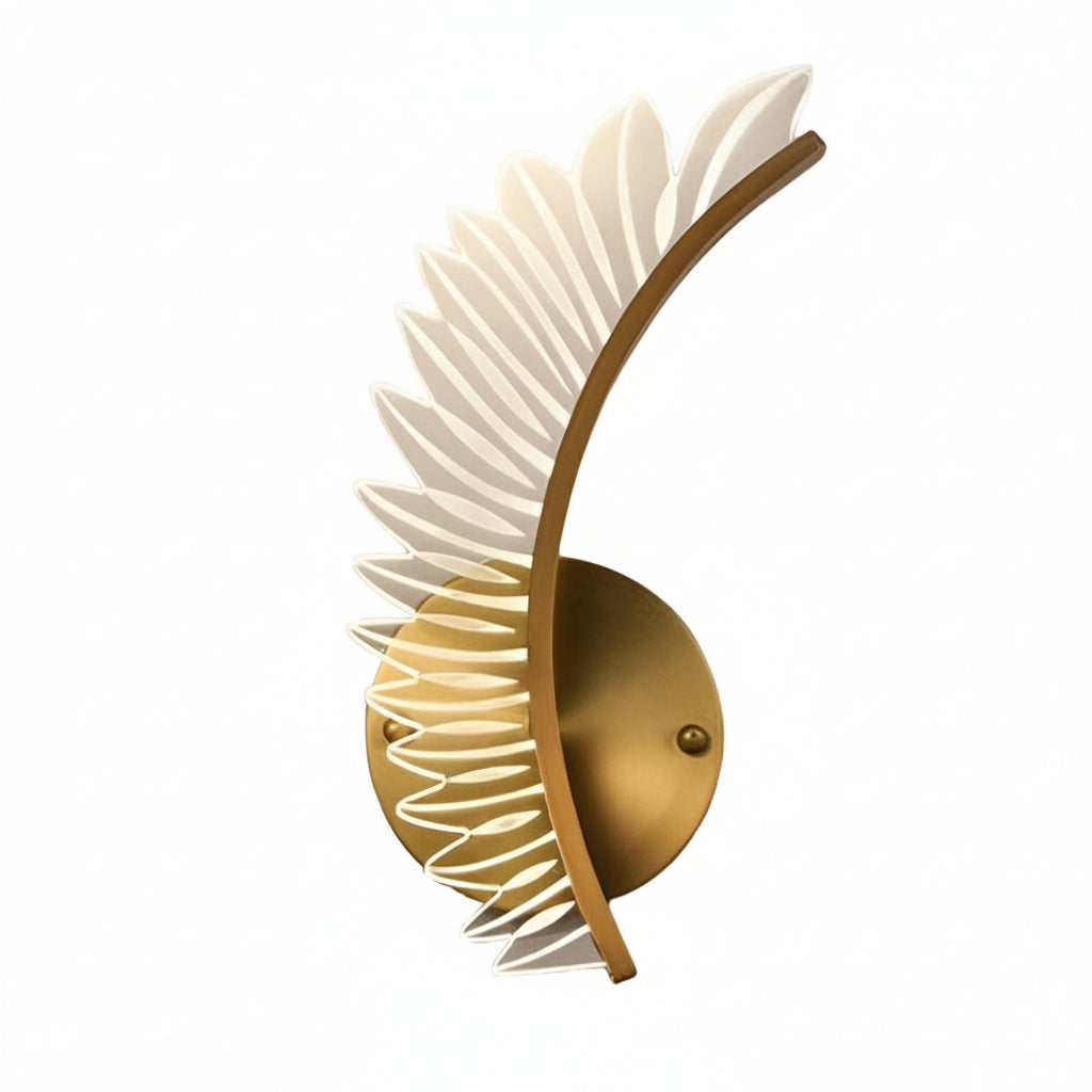 Freyza - LED Wall Sconce Light – Modern Acrylic Feather Copper Leaf (40x15cm / 15.7x5.9in)