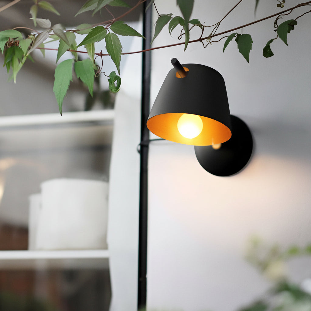 Freyza - Metal Wall Sconce – Nordic Hat Style Matte Iron E27 (15x28cm)