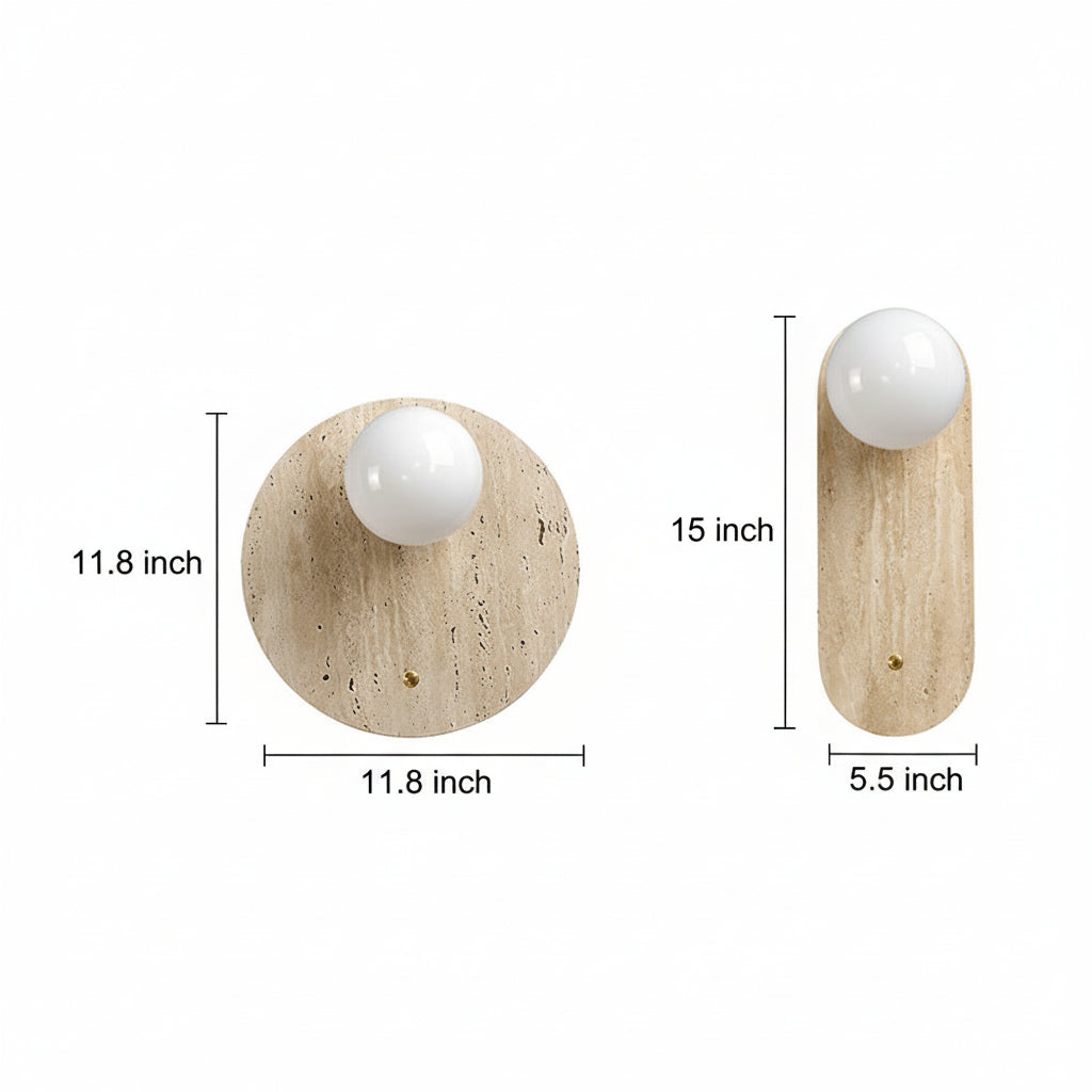 Freyza - Travertine Wall Sconce – Wabi-Sabi Yellow Natural Stone G9 LED (12-20cm)