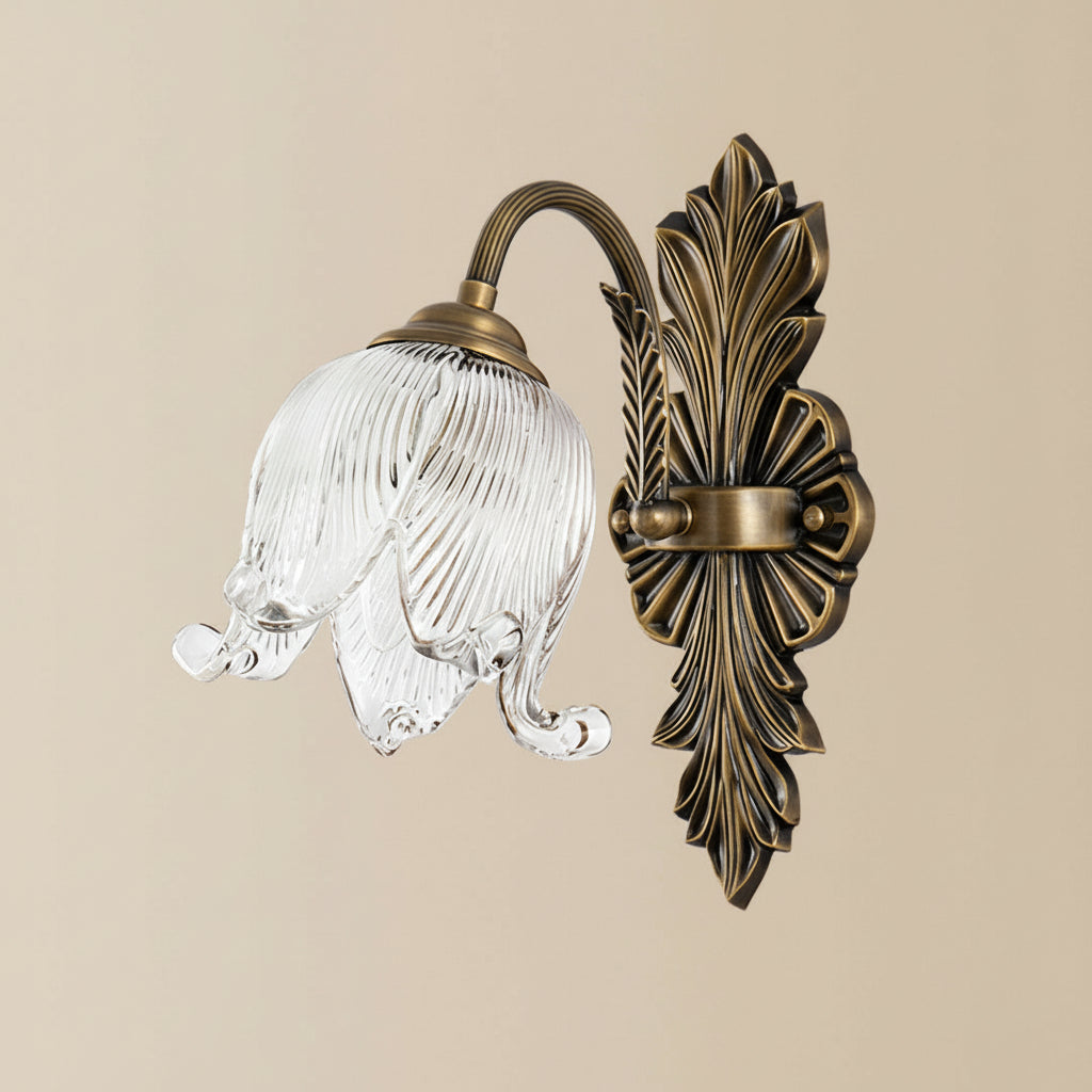 Freyza - Vintage Brass Wall Sconce – American Retro Glass LED E14 - Full Spectrum & 29-30cm