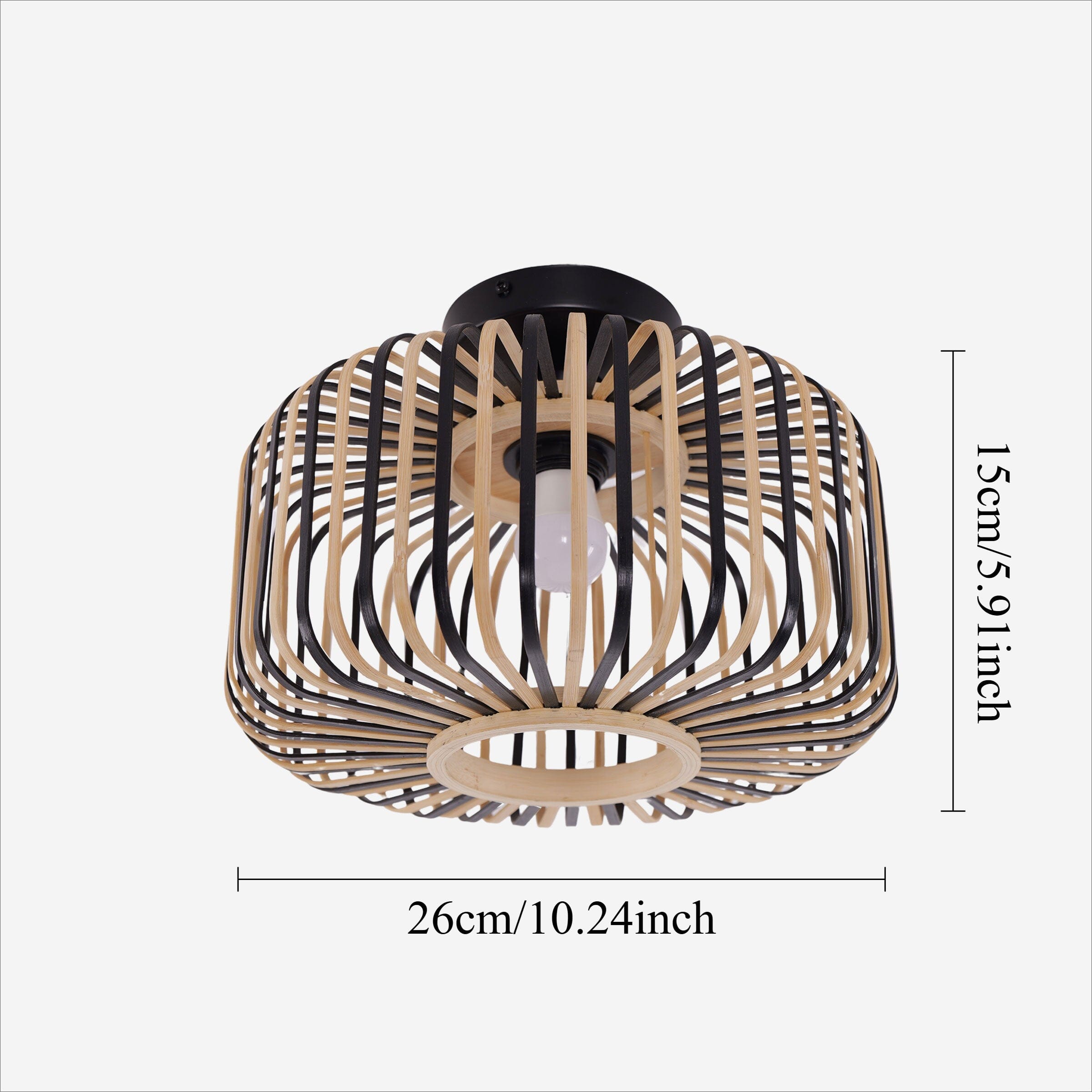 Freyza - Lightsin Black Modern Ceiling Light – Handwoven Bamboo Pendant Light for Living Room, Bedroom & Kitchen