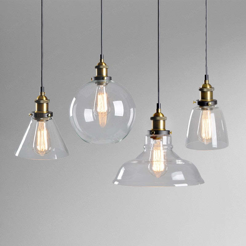 Freyza | June Industrial Glass Glass Pendant Light – Industrial Kitchen Dining Room