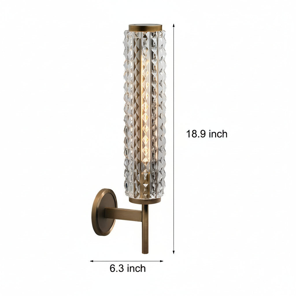 Freyza - LED Wall Sconce Light – Modern American Copper Ribbed Glass (48x16cm / 18.9x6.3in)