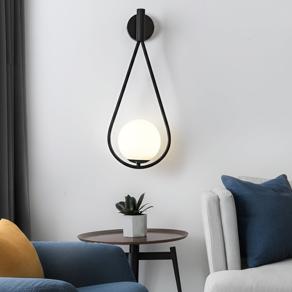 Freyza - LED Wall Sconce – Water Drop Nordic Glass & Iron Lamp (23cm / 9in)