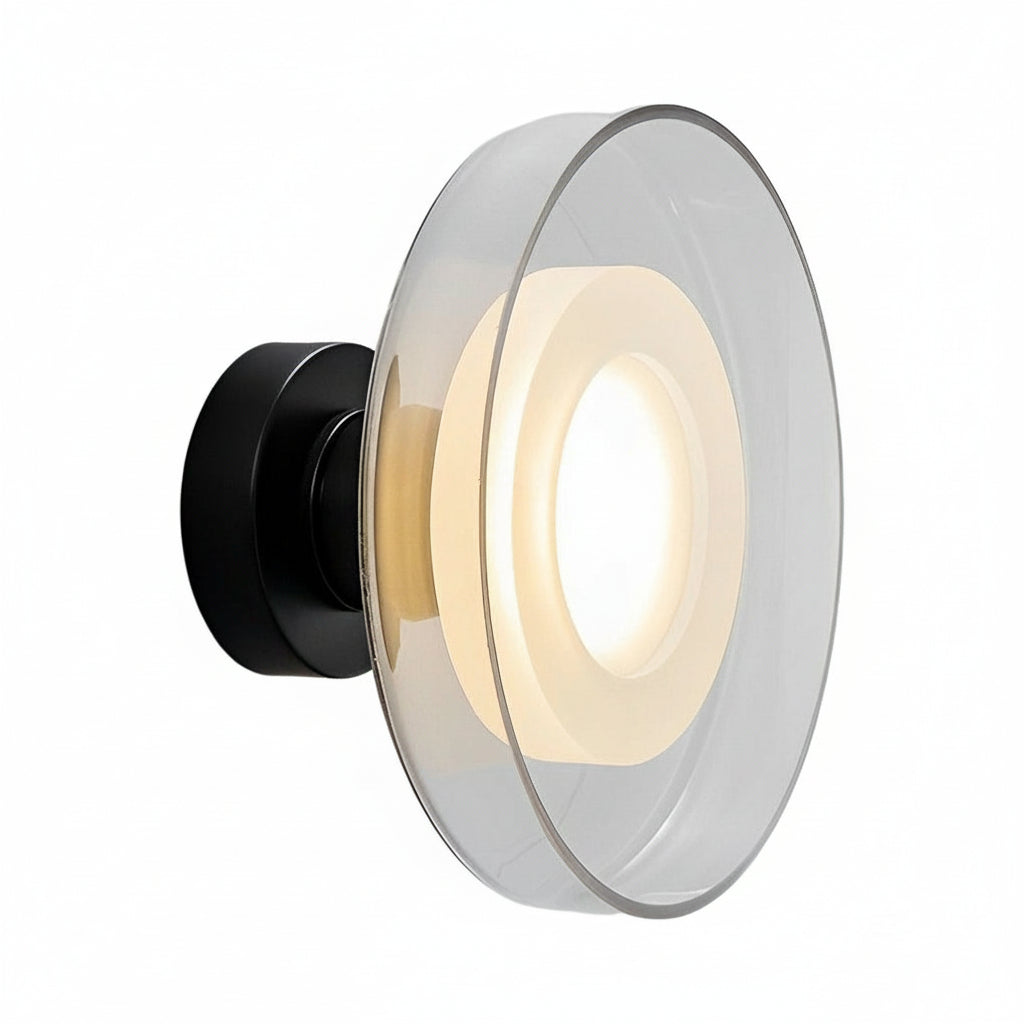 Freyza - LED Wall Sconce – Round Glass Smoke Gray Transparent (Integrated LED & 23cm)