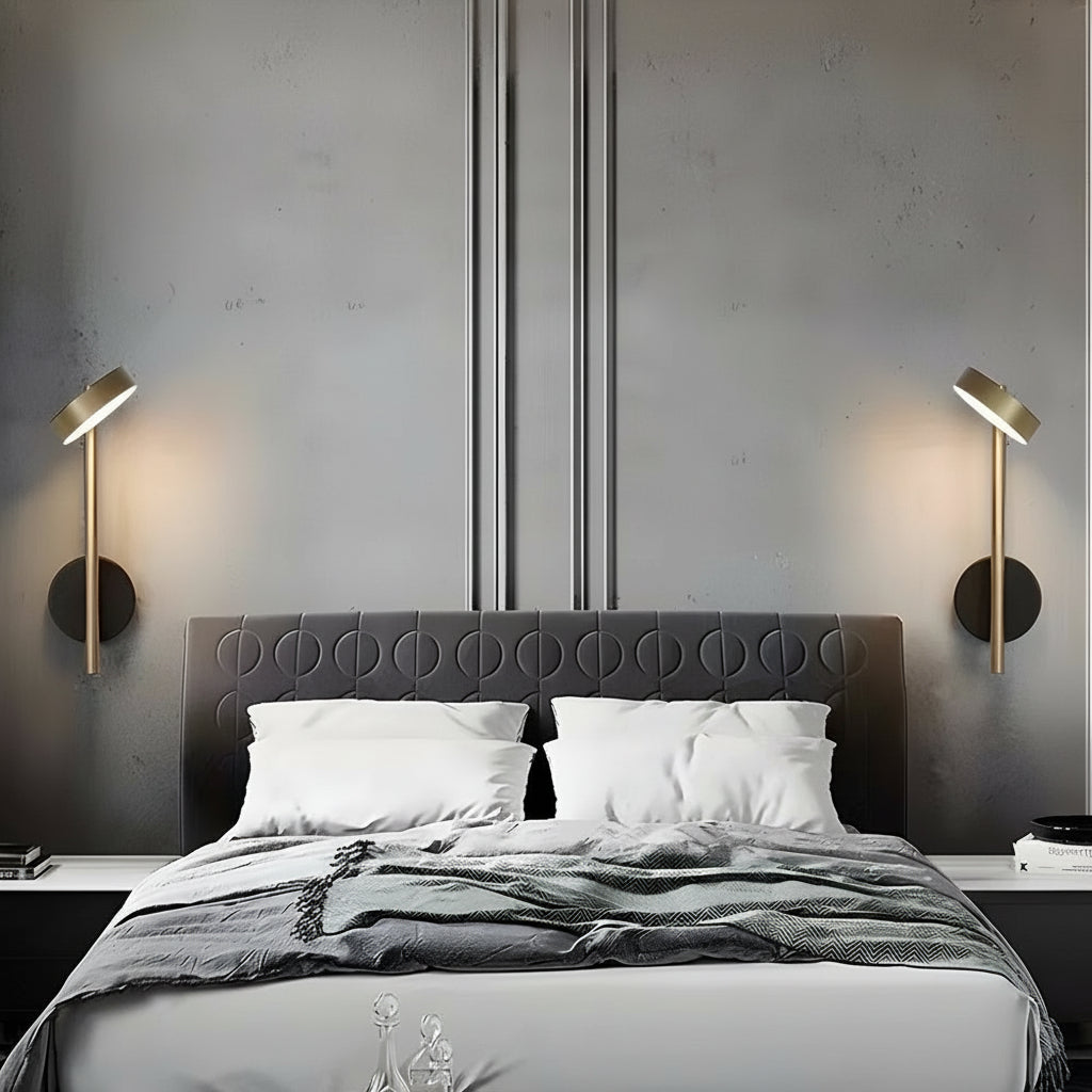 Freyza - Modern Nordic Adjustable LED Wall Sconce – 350° Rotatable Aluminum Reading Light - 12W, Black & Gold