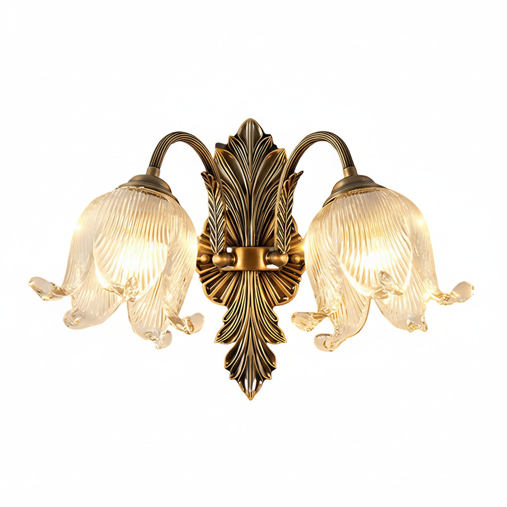 Freyza - Vintage Brass Wall Sconce – American Retro Glass LED E14 - Full Spectrum & 29-30cm
