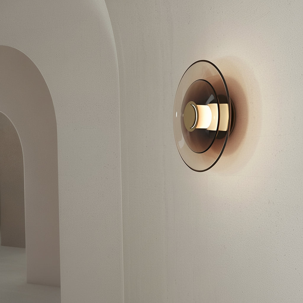Freyza - LED Wall Sconce Light – Modern Round Nordic Double-Layered Glass (23x13cm / 9x5in)