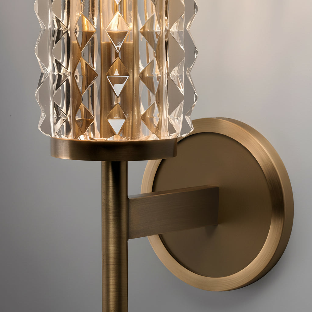 Freyza - LED Wall Sconce Light – Modern American Copper Ribbed Glass (48x16cm / 18.9x6.3in)