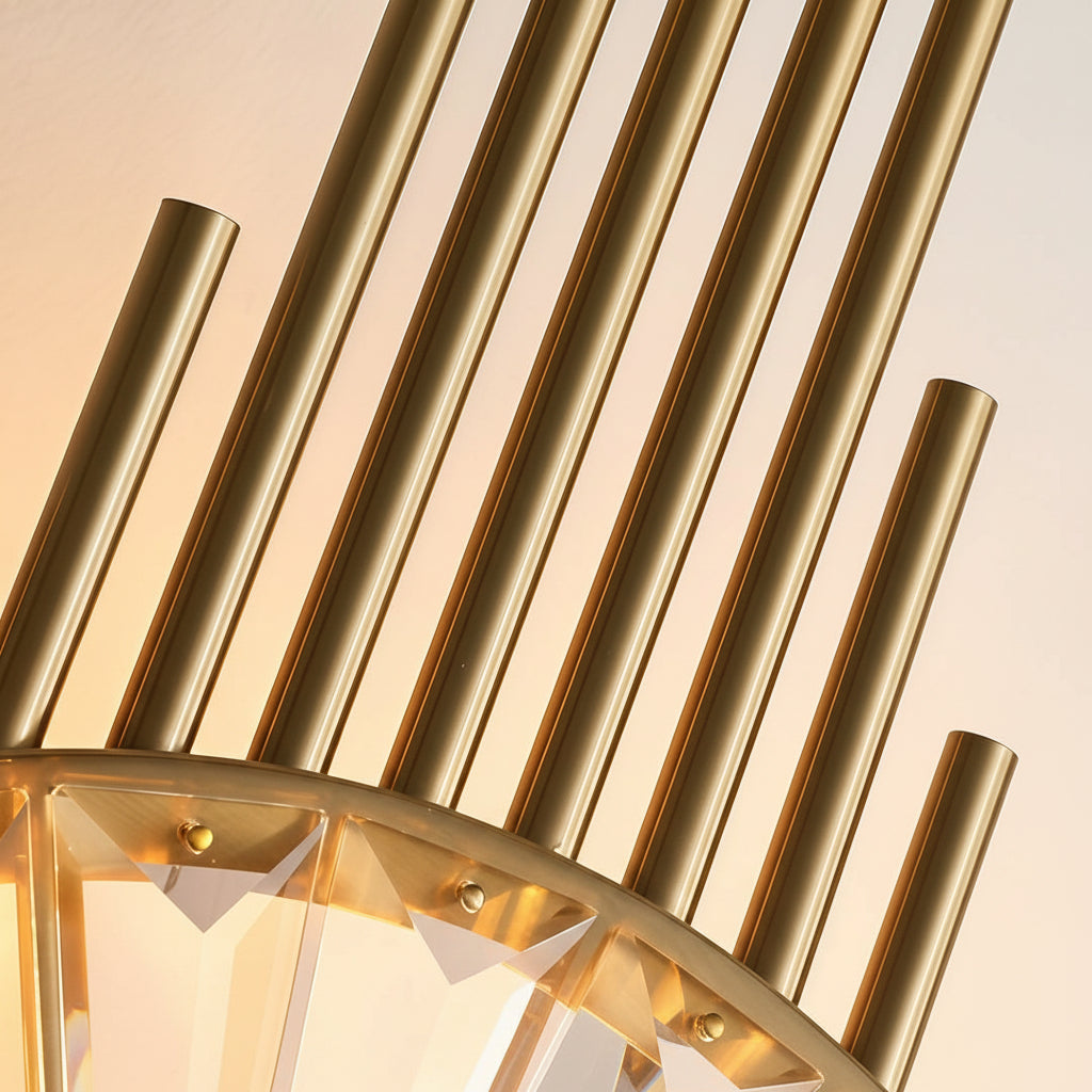 Freyza - LED Wandleuchte – Art Deco Sonnenstrahl Kristall Messing (65x25cm / 25.6x10in)