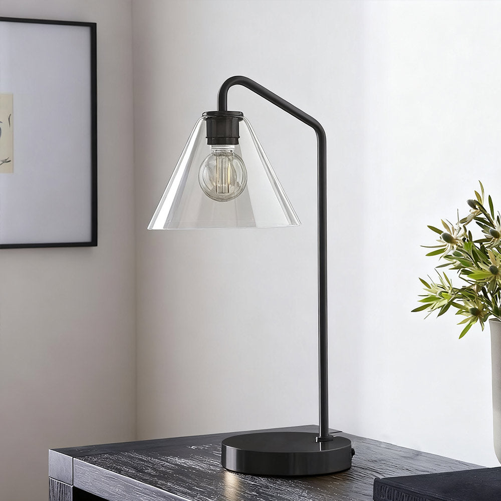 Freyza | Glas-Tischlampe – moderne Nachttischlampe fürs Schlafzimmer