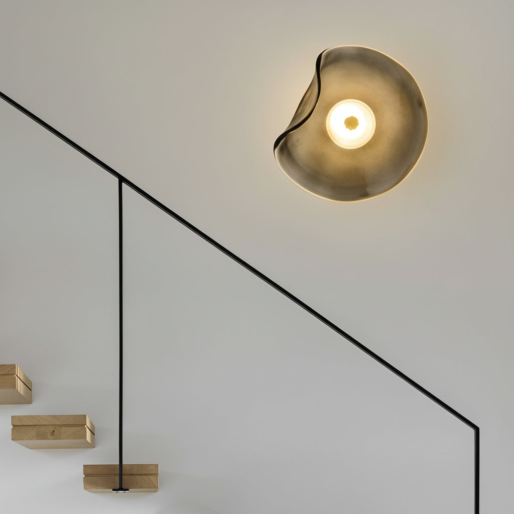 Freyza - Glass Wall Sconce – Irregular Round Brown Smoke Gray Purple LED (25cm)