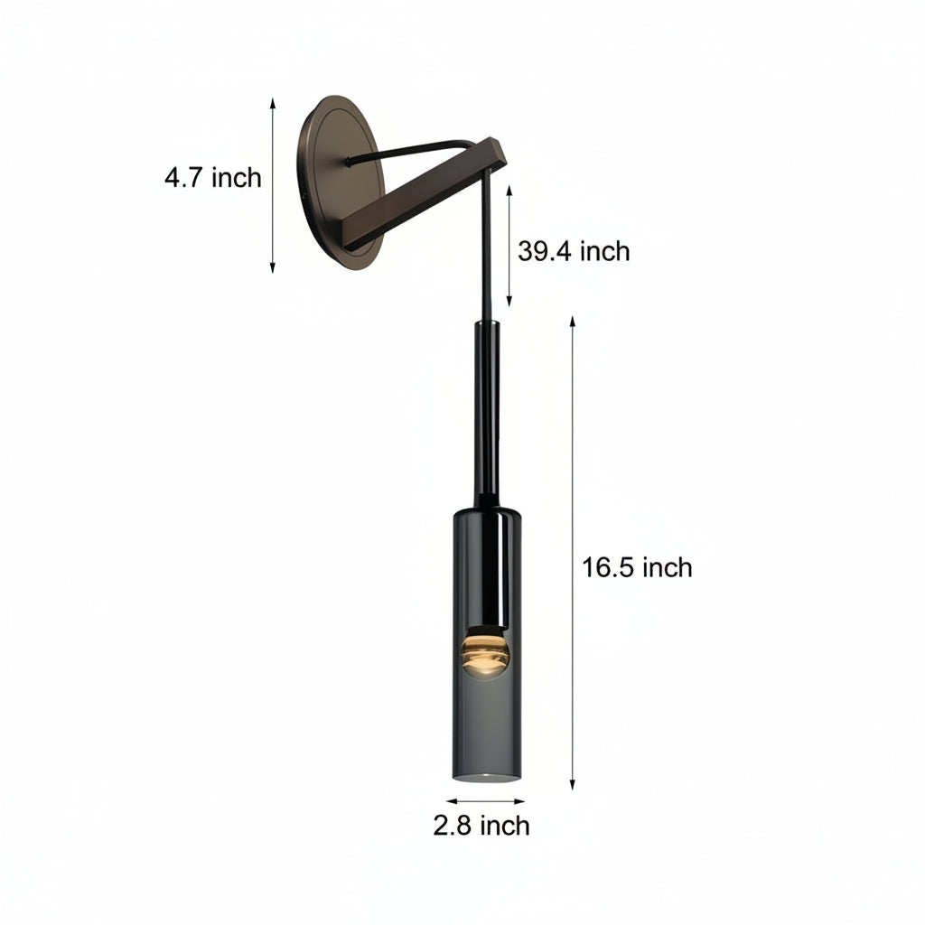 Freyza - LED Wall Sconce Light – Nordic Smoked Glass Copper (42x7cm / 16.5x2.8in)