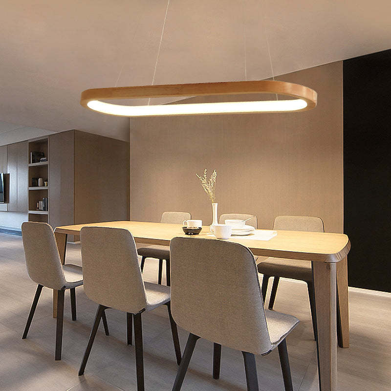 Freyza | Veon Contemporary Oval Wood Pendant Light – Contemporary Kitchen Dining Room