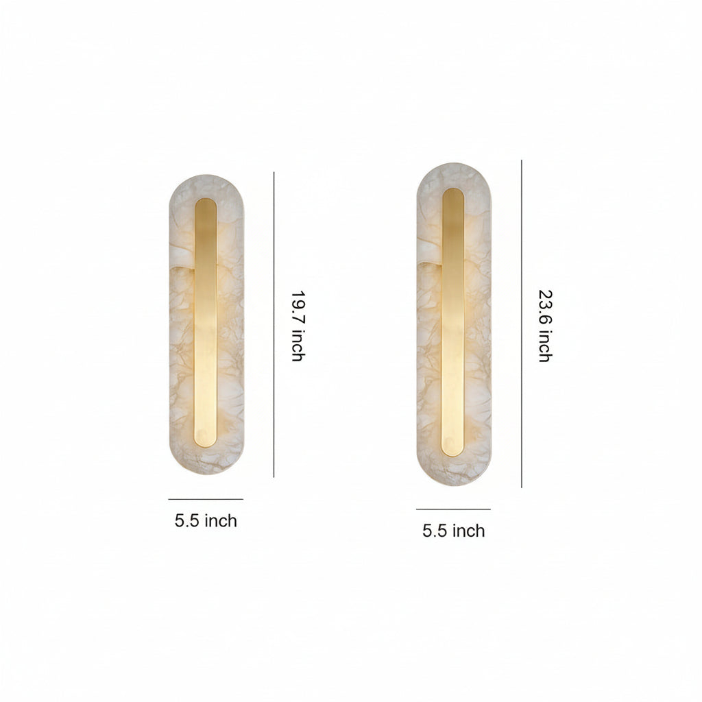Freyza - LED Wall Sconce Light – Round Square Cloud Stone Brass Gold (30-50cm / 11.8-19.7in)