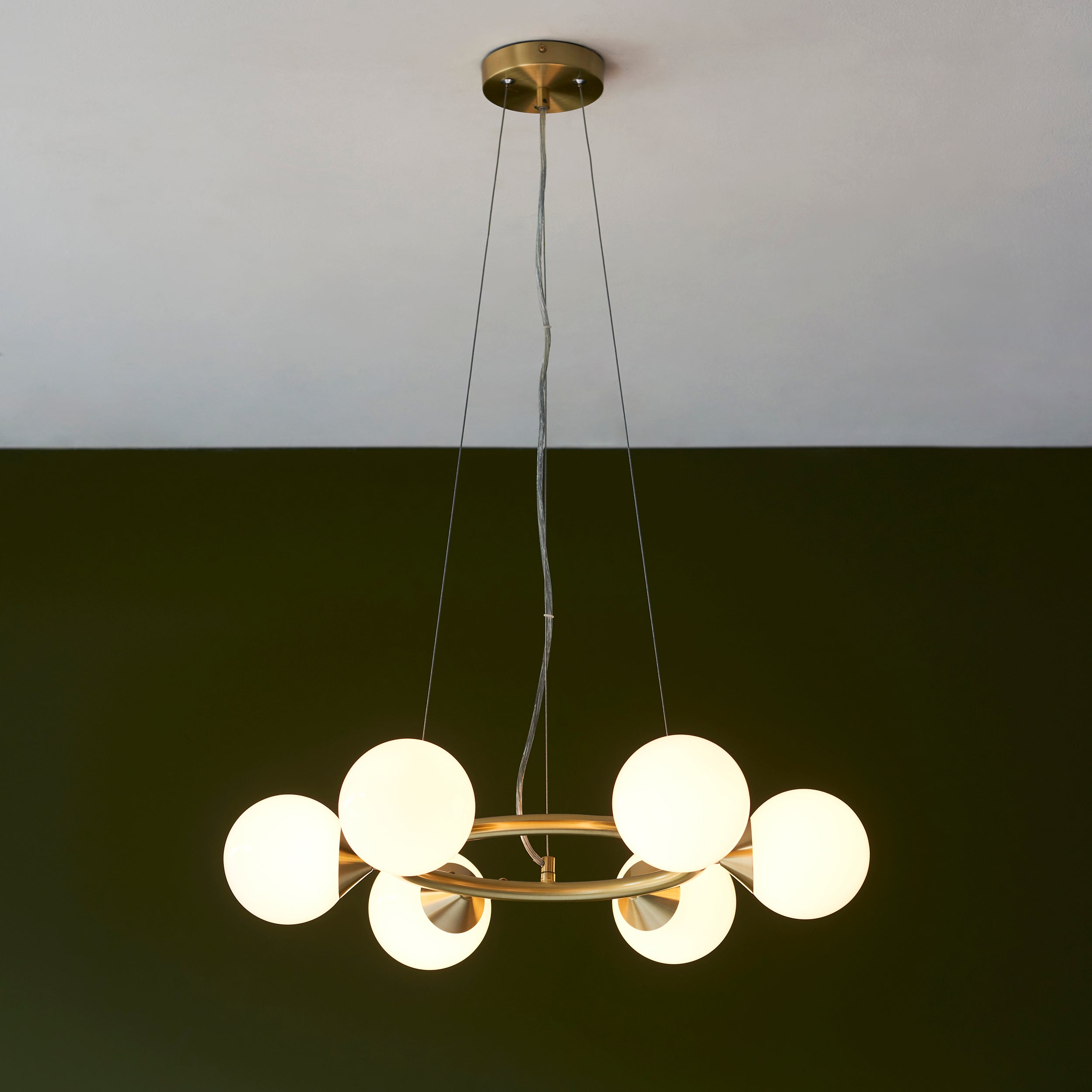 Freyza - Amos Crib 6 Light Circular Chandelier Brushed Brass