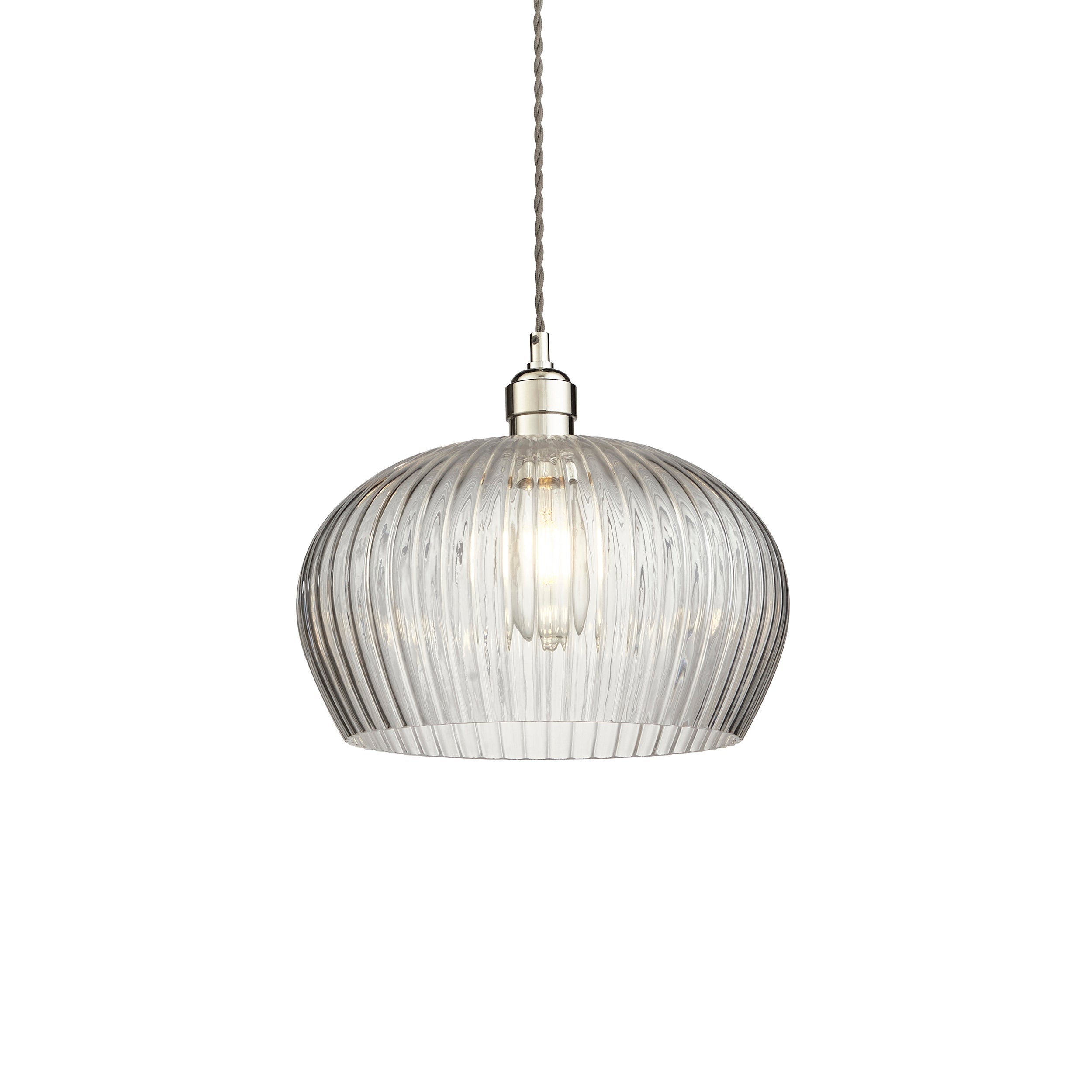 Freyza - Amos Lucid Medium Pendant Ribbed Glass