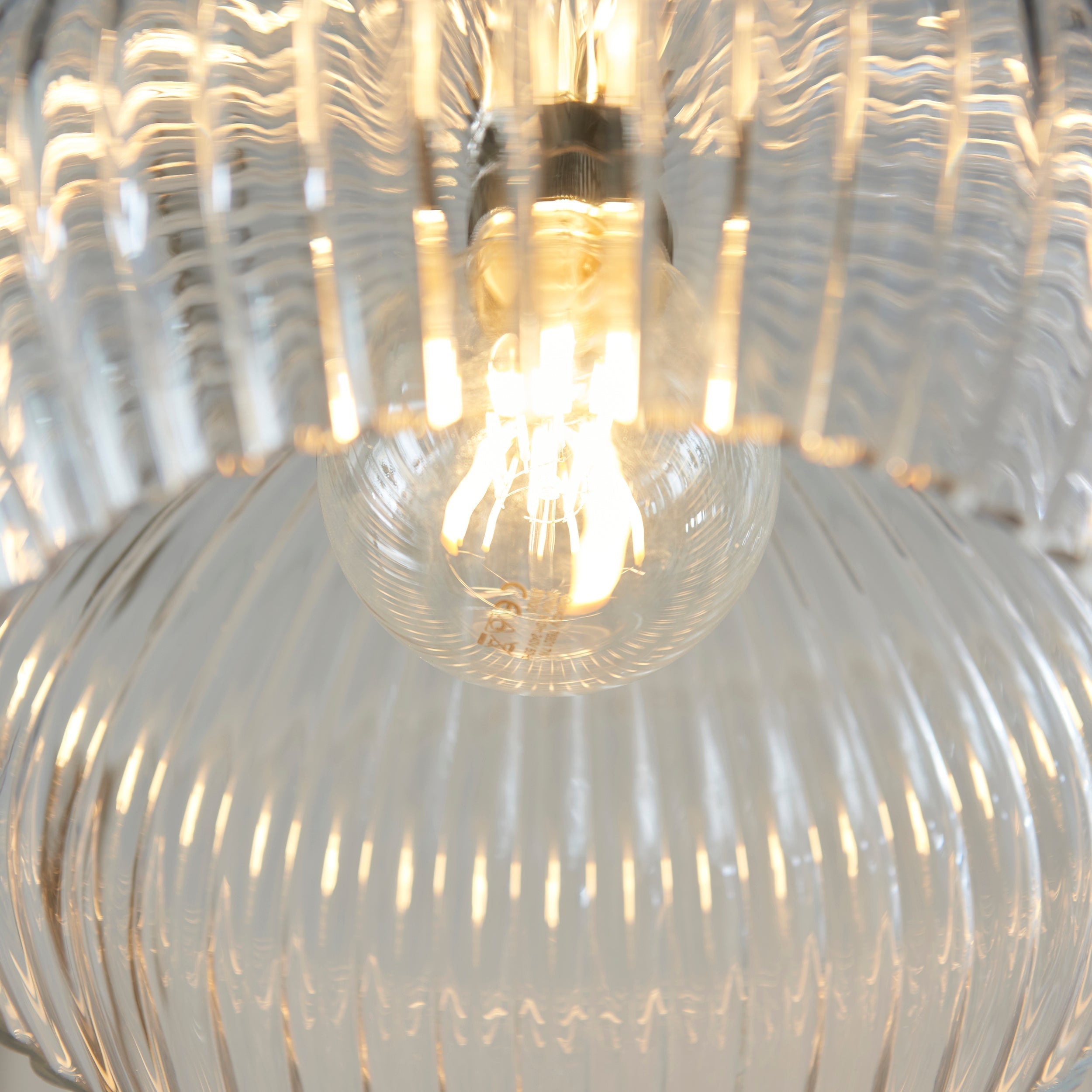 Freyza - Amos Lucid Medium Pendant Ribbed Glass