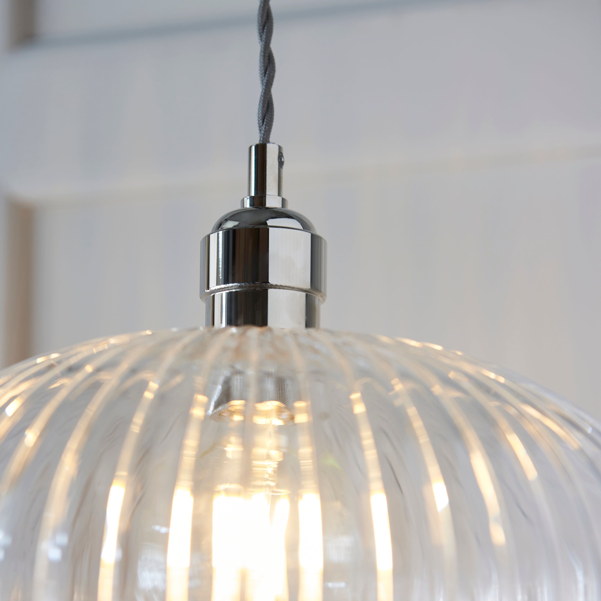 Freyza - Amos Lucid Medium Pendant Ribbed Glass