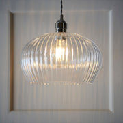 Freyza - Amos Lucid Medium Pendant Ribbed Glass