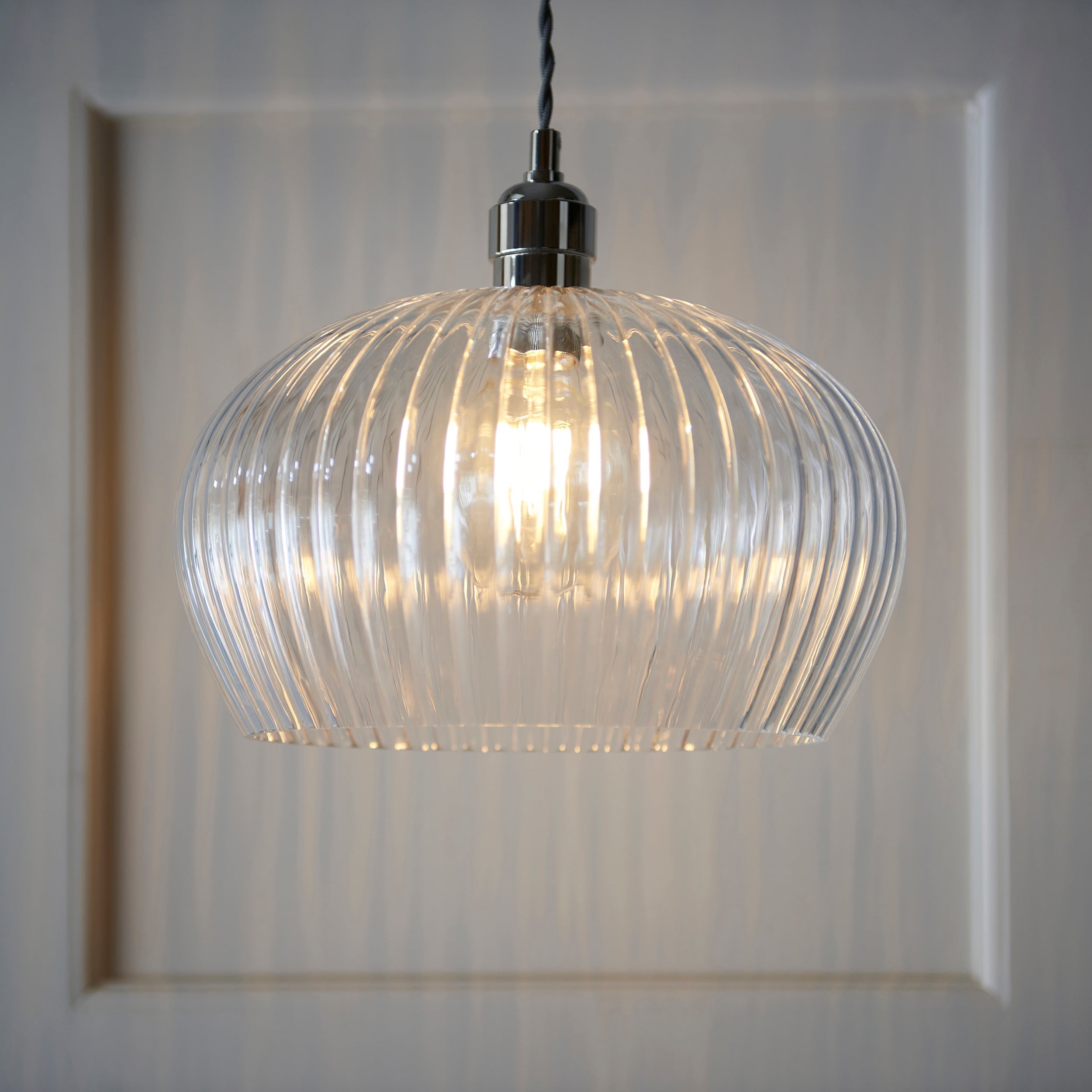 Freyza - Amos Lucid Medium Pendant Ribbed Glass