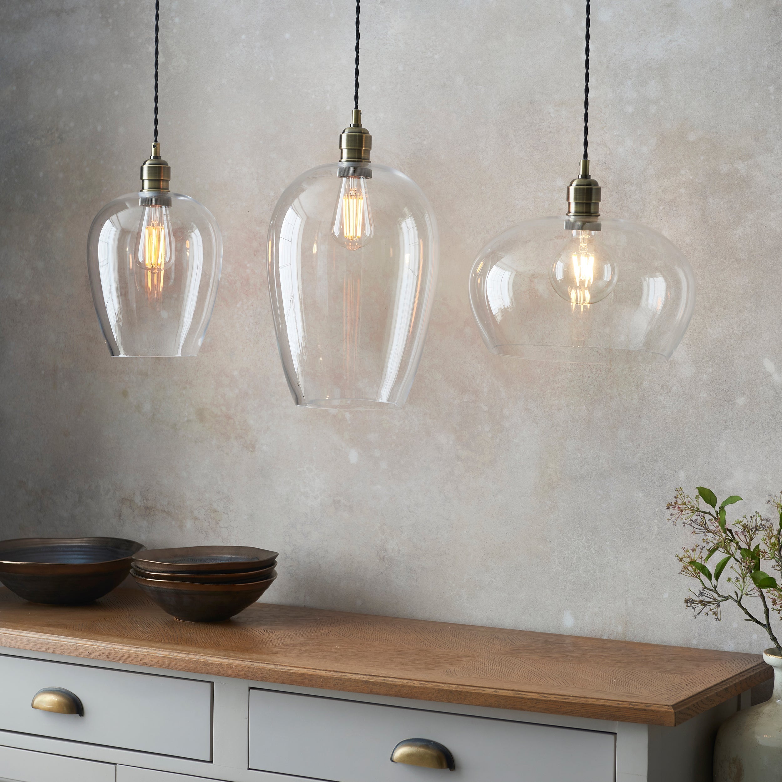 Freyza - Amos Lucid Pendant Antique Brass Large