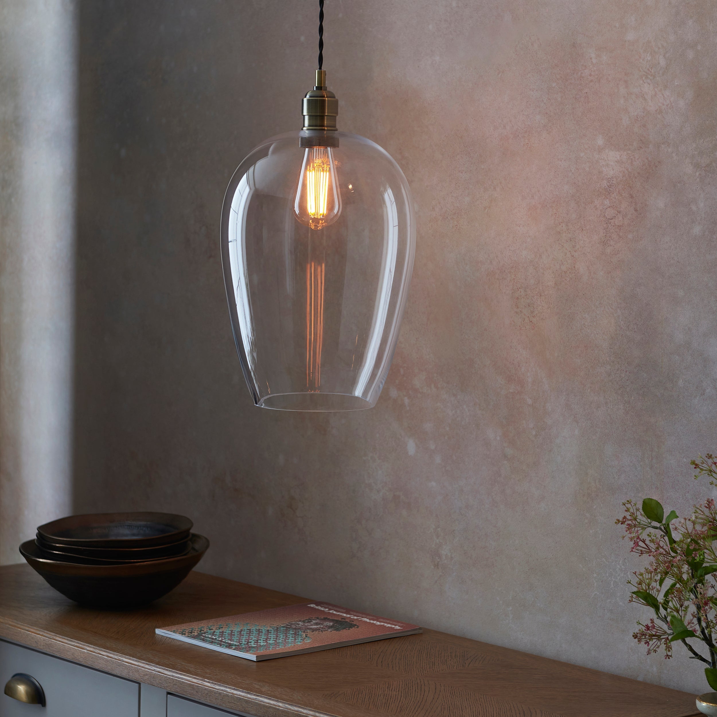 Freyza - Amos Lucid Pendant Antique Brass Large