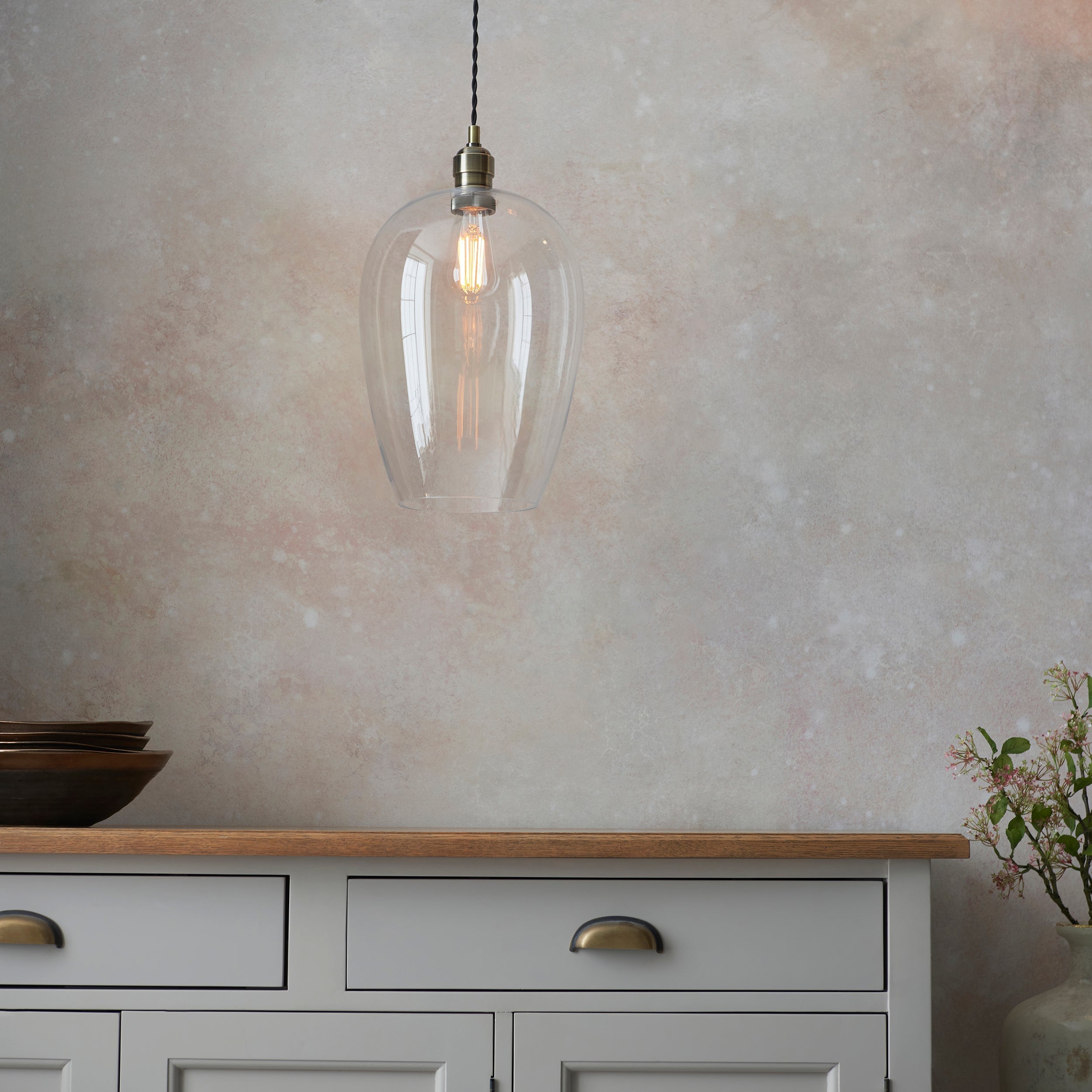 Freyza - Amos Lucid Pendant Antique Brass Large
