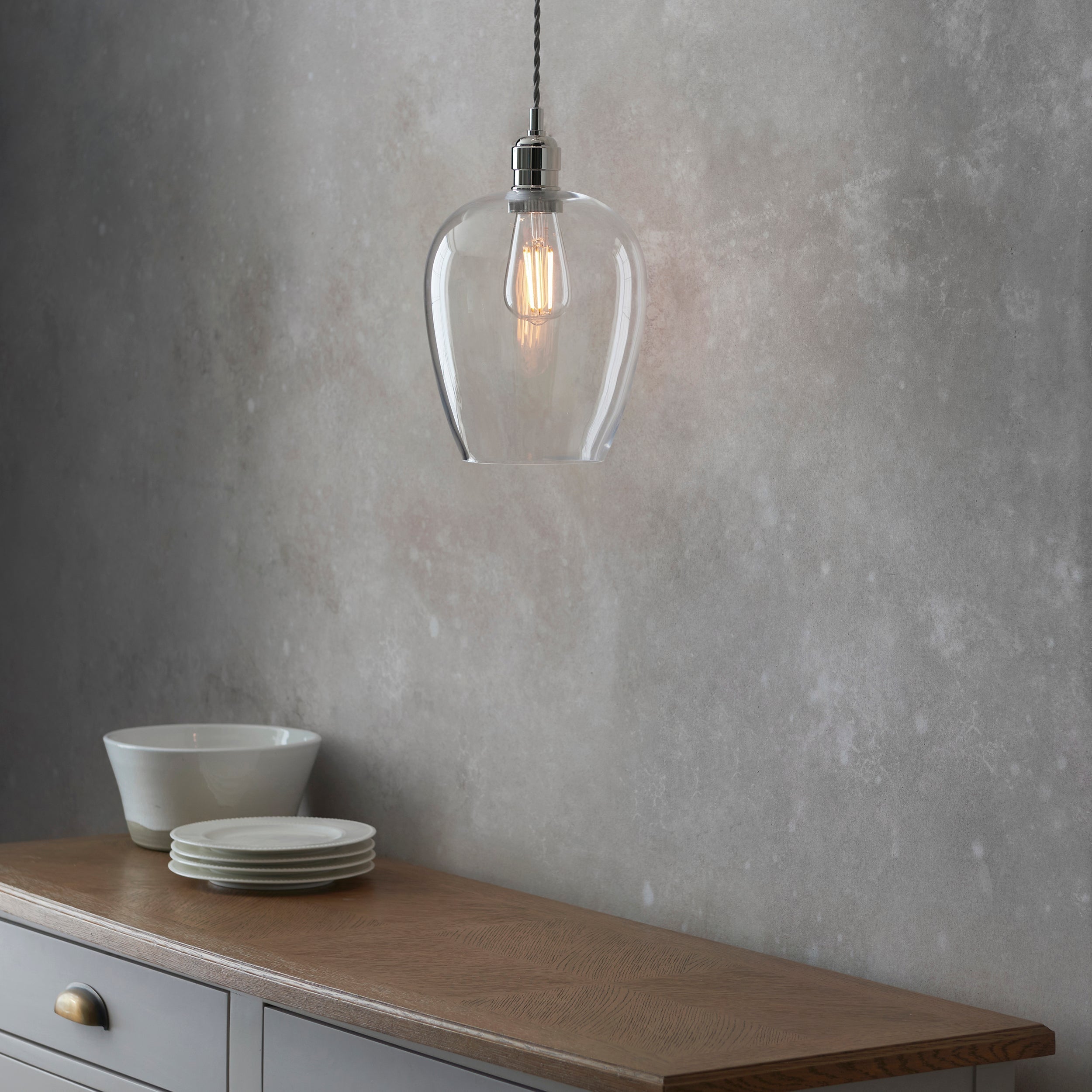Freyza – Amos Lucid Pendelleuchte, poliertes Nickel, klein