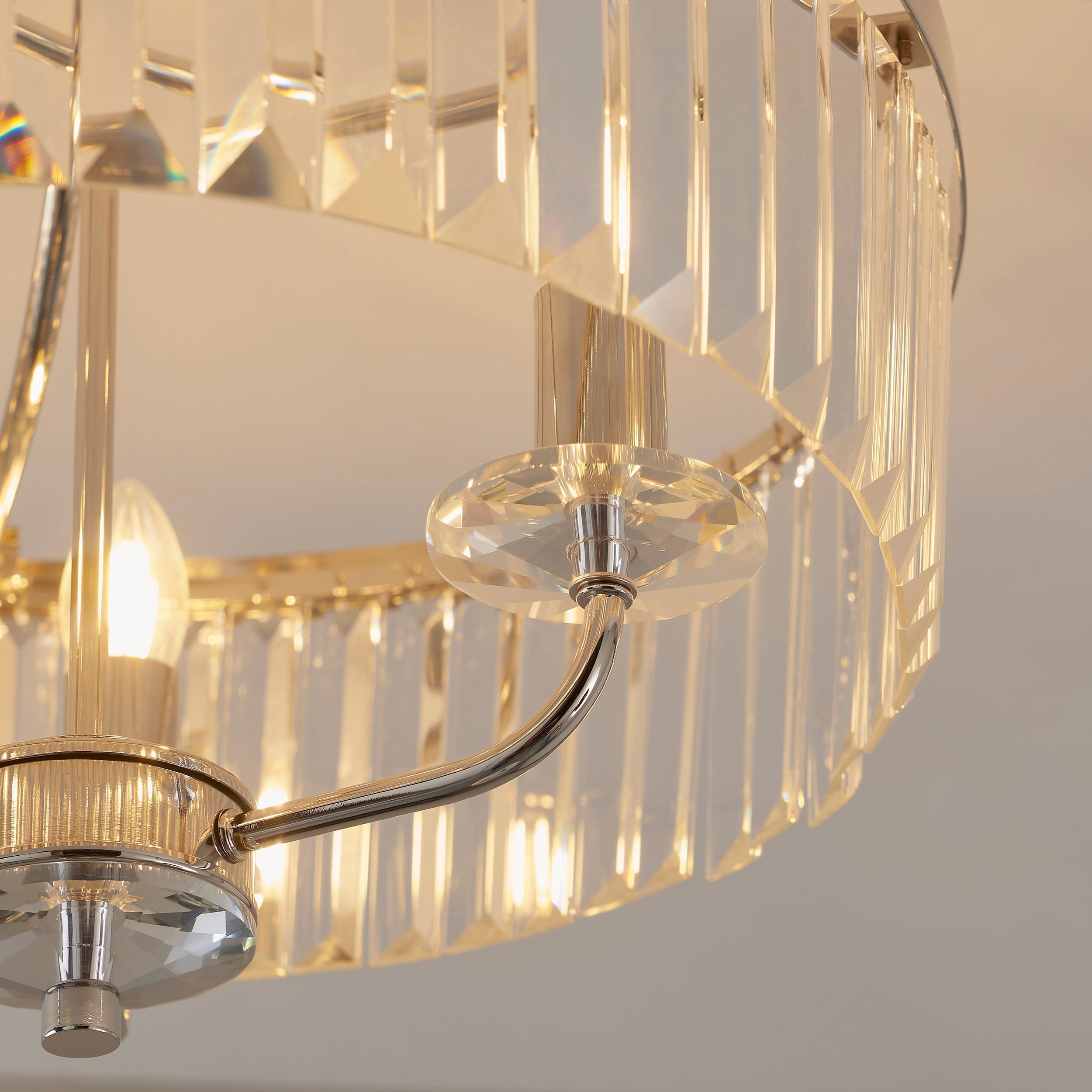 Freyza - Amos Windsor Flush Chandelier Bright Nickel