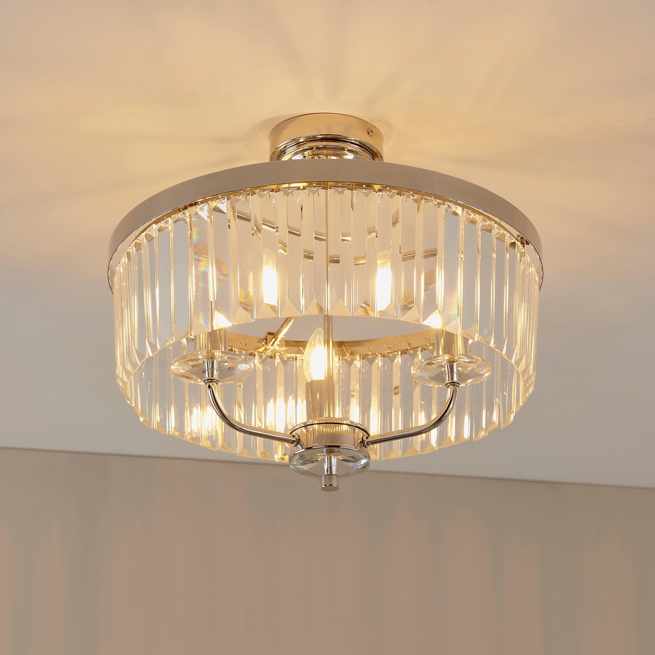 Freyza - Amos Windsor Flush Chandelier Bright Nickel