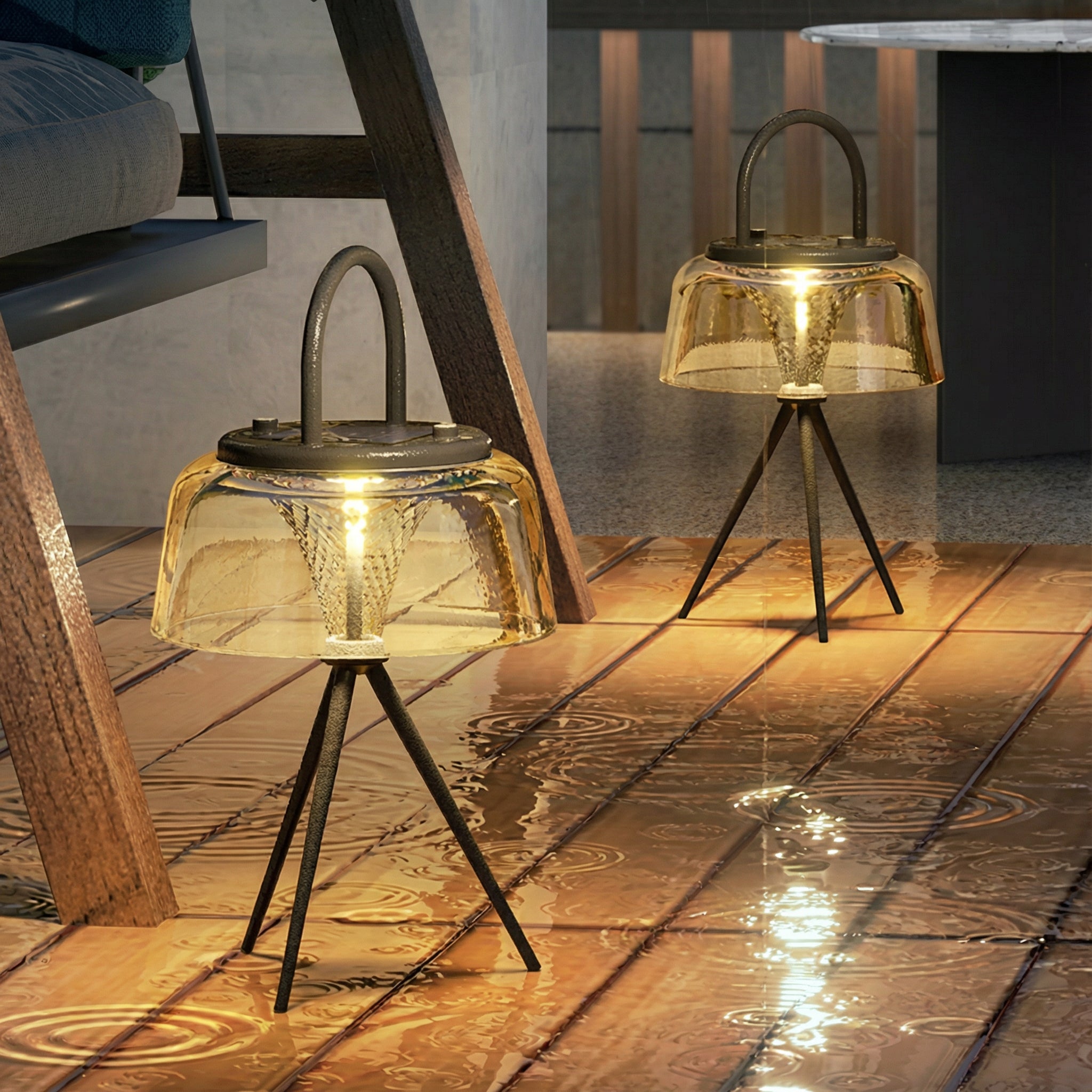 Freyza - Solar Outdoor Pendant Light IP65 Waterproof USB Rechargeable 18-28cm / 7-11in 3-Color Dimming