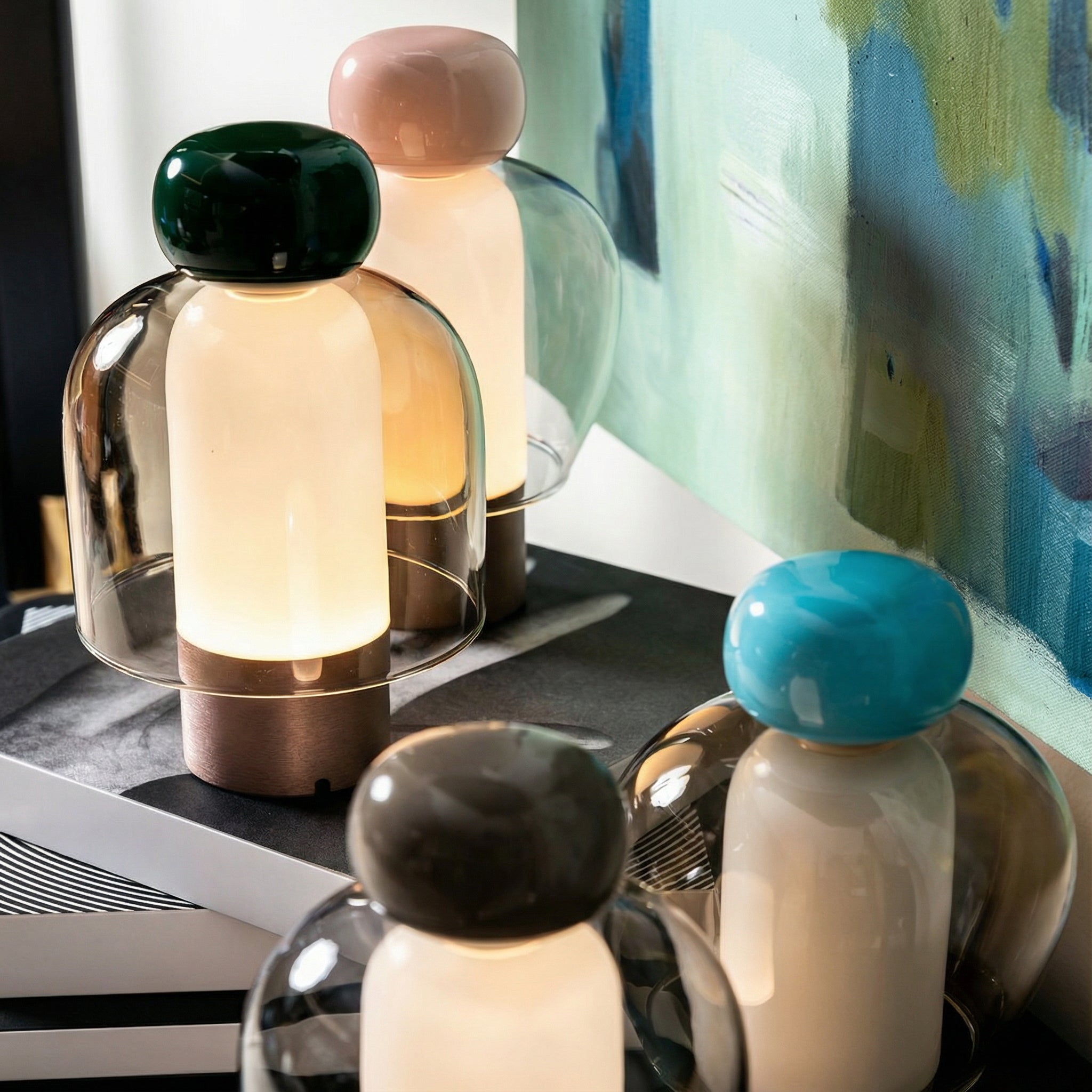 Freyza - LED Table Lamp Nordic Glass Portable Dimmable Cordless 34cm / 13.4in