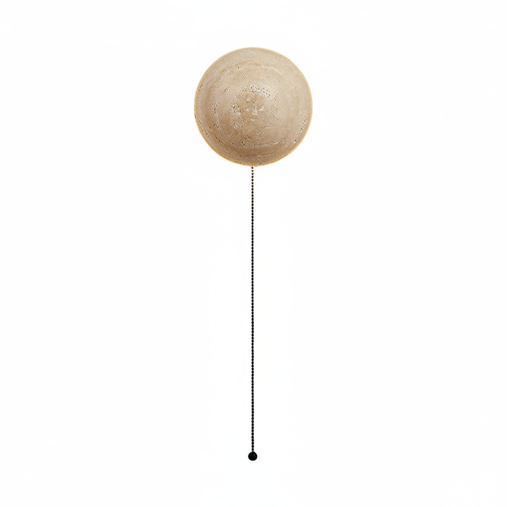 Freyza - Travertine Stone Wall Sconce – Japanese Wabi-Sabi Round LED Wall Lamp (15W, Warm White)
