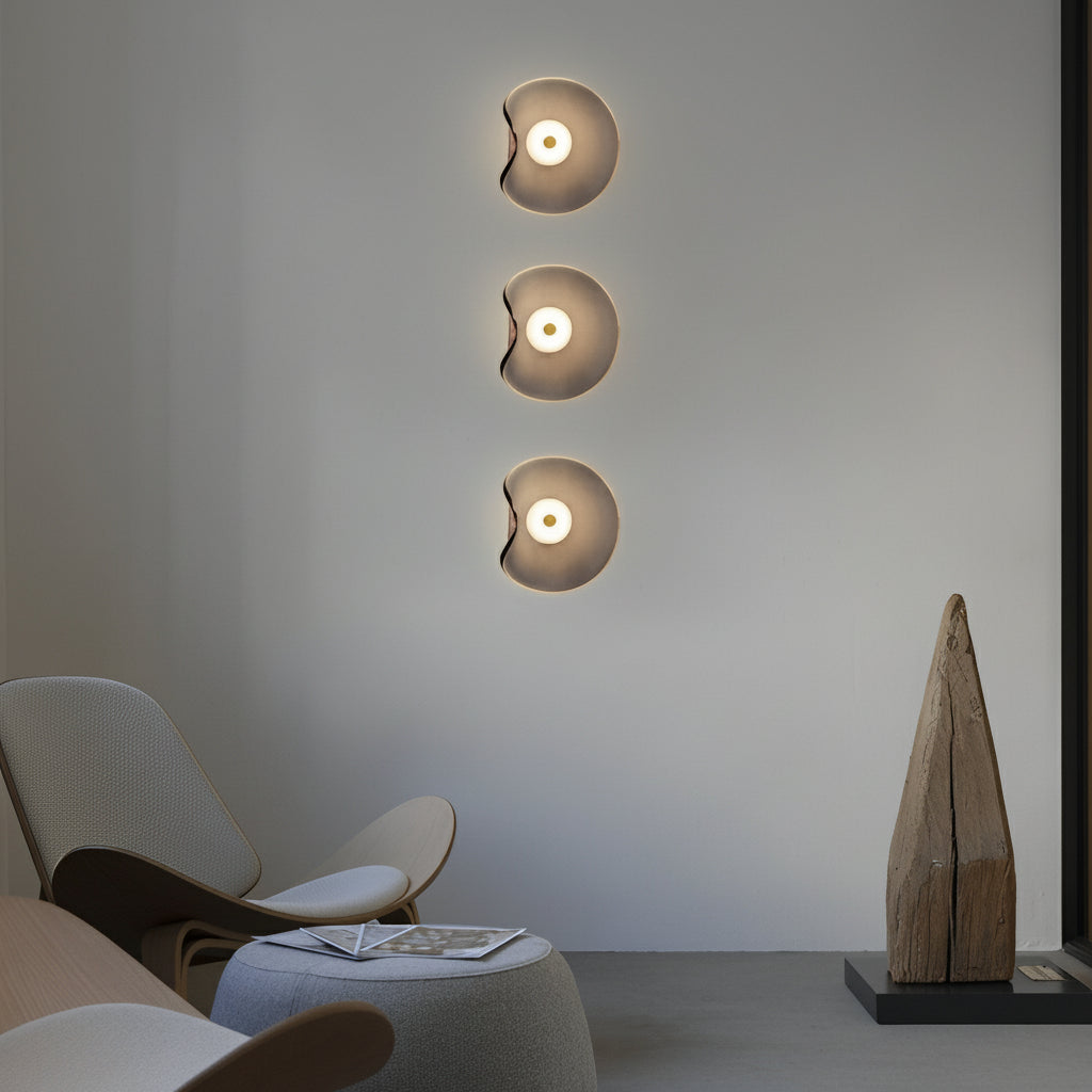 Freyza - Glass Wall Sconce – Irregular Round Brown Smoke Gray Purple LED (25cm)