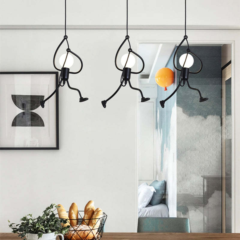 Freyza | Miro Retro-modernes Pendelleuchte aus schwarzem Eisen – moderne Küche und Esszimmer