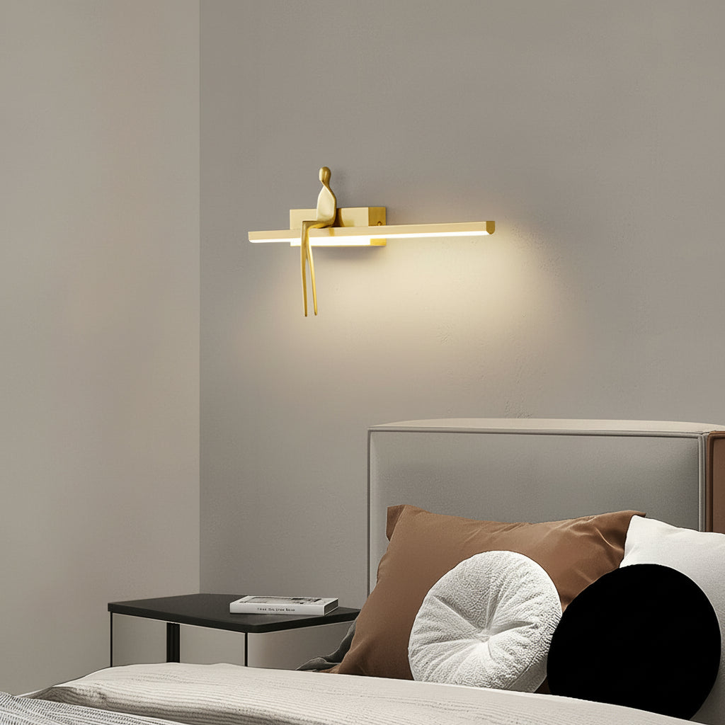 Freyza - LED Wall Sconce Light – Italian Creative Gold Man Copper Art (31x17cm / 12.2x6.7in)