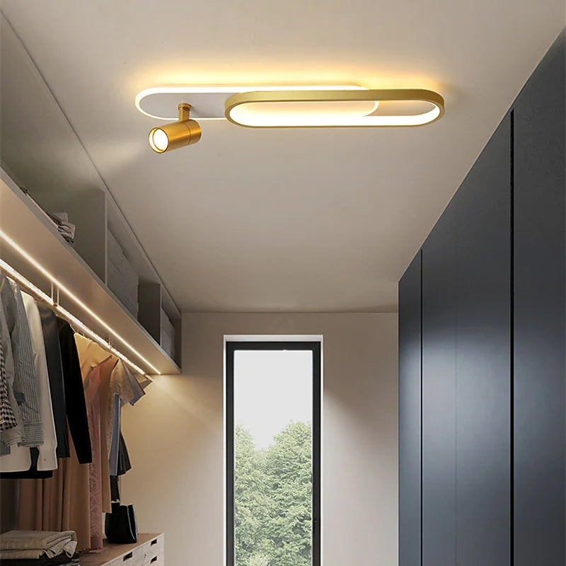 Freyza | Plafonnier encastré noir et doré – Moderne pour chambre, couloir et cuisine