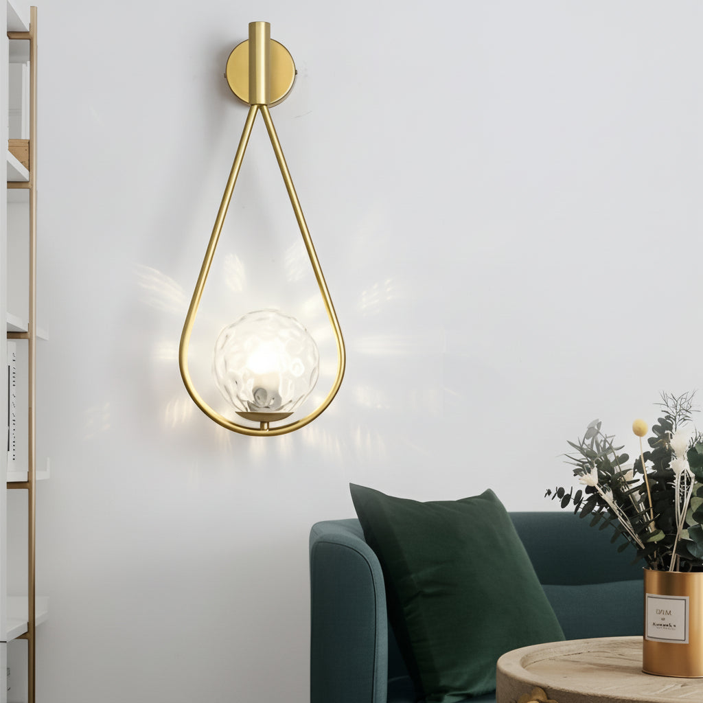 Freyza - LED Wall Sconce – Water Drop Nordic Glass & Iron Lamp (23cm / 9in)