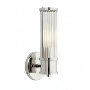 Freyza - Fluted Glass Wall Sconce | Cylinder Gold Chrome E14 30-45cm / 12-18in - Modern Vanity Light