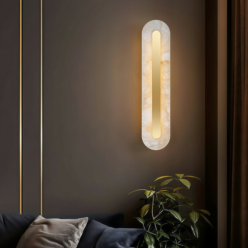 Freyza - LED Wall Sconce Light – Round Square Cloud Stone Brass Gold (30-50cm / 11.8-19.7in)