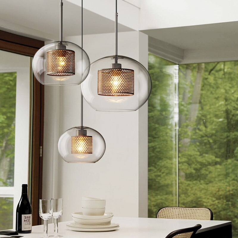 Freyza | Hessa Contemporary Golden Gold Glass Pendant Light – Contemporary Kitchen Dining Room
