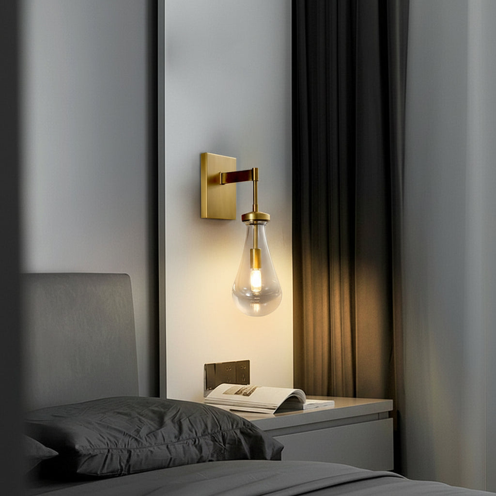 Freyza - LED Wall Sconce Light – Modern Water Drop Copper Crystal (50x21cm / 19.7x8.3in)