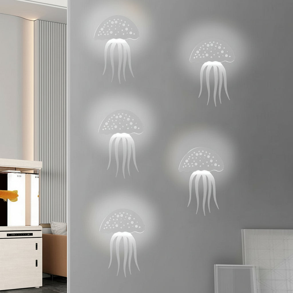 Freyza - Modern Jellyfish LED Wall Sconce – Creative Acrylic Nursery Wall Lamp (10W, White)