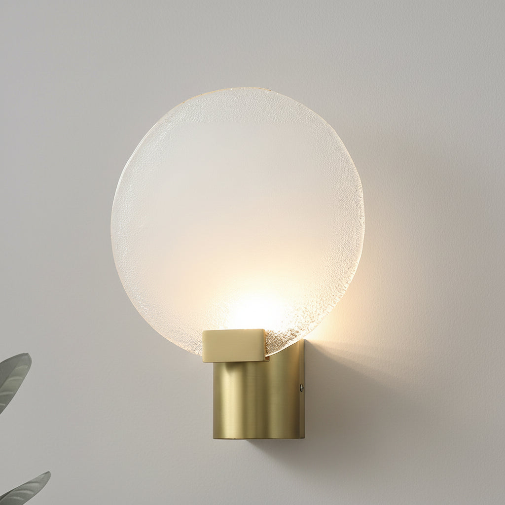 Freyza - LED Wall Sconce Light – Round Minimalist Glass Gold Metal (25cm / 9.8in)