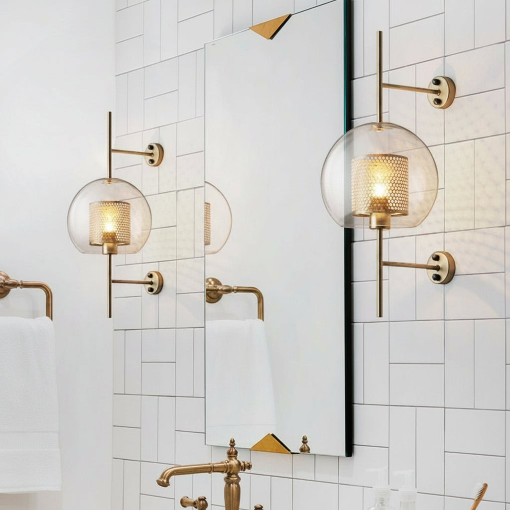 Freyza - Industrial Wall Sconce – Retro Glass Tank Antique Bronze Corridor Light (Clear Glass & 15-46cm)