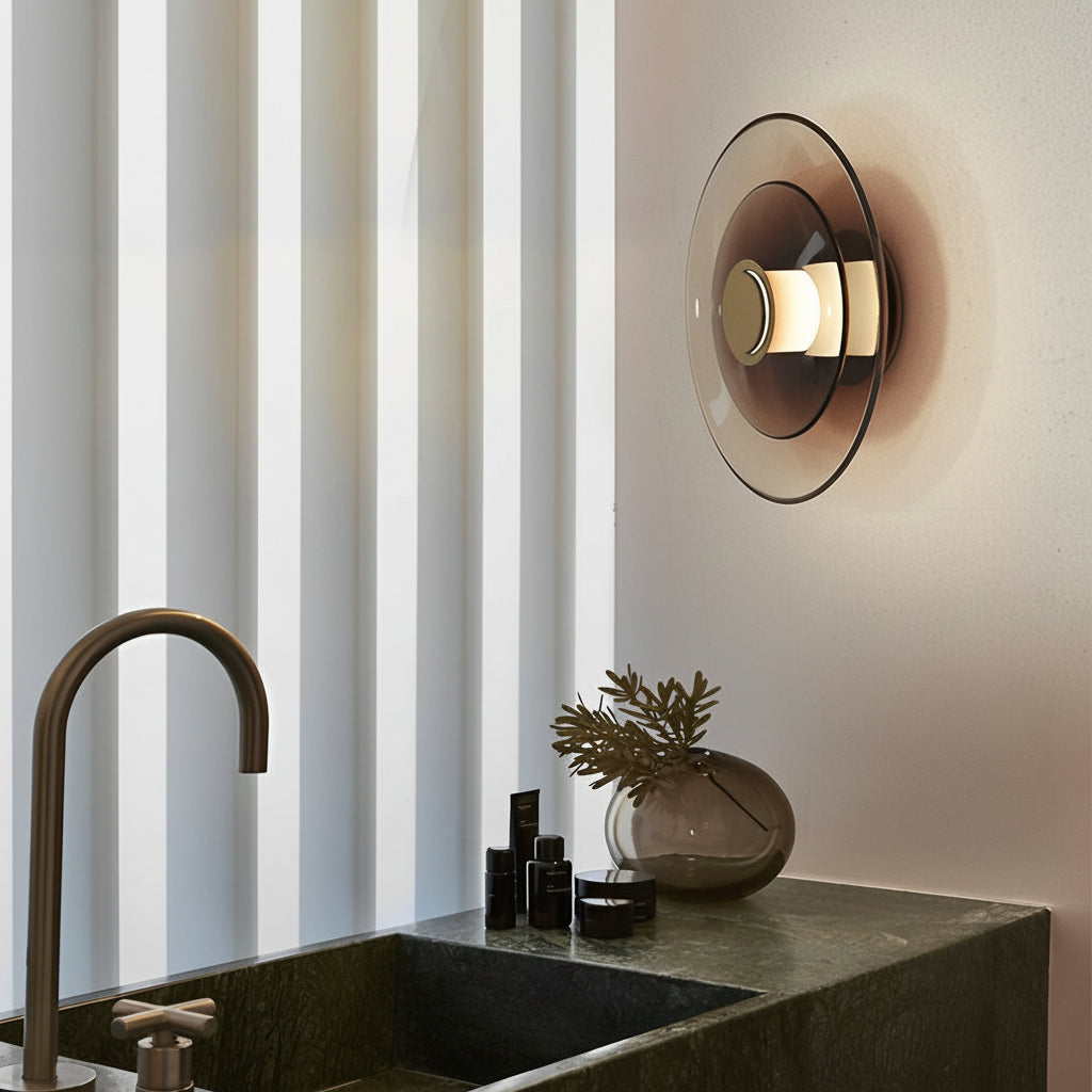 Freyza - LED Wall Sconce Light – Modern Round Nordic Double-Layered Glass (23x13cm / 9x5in)