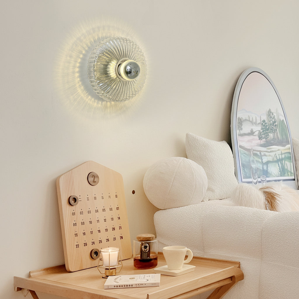 Freyza - LED Wall Sconce Light – Modern Medieval Round Glass Chrome (15x12cm / 5.9x4.7in)