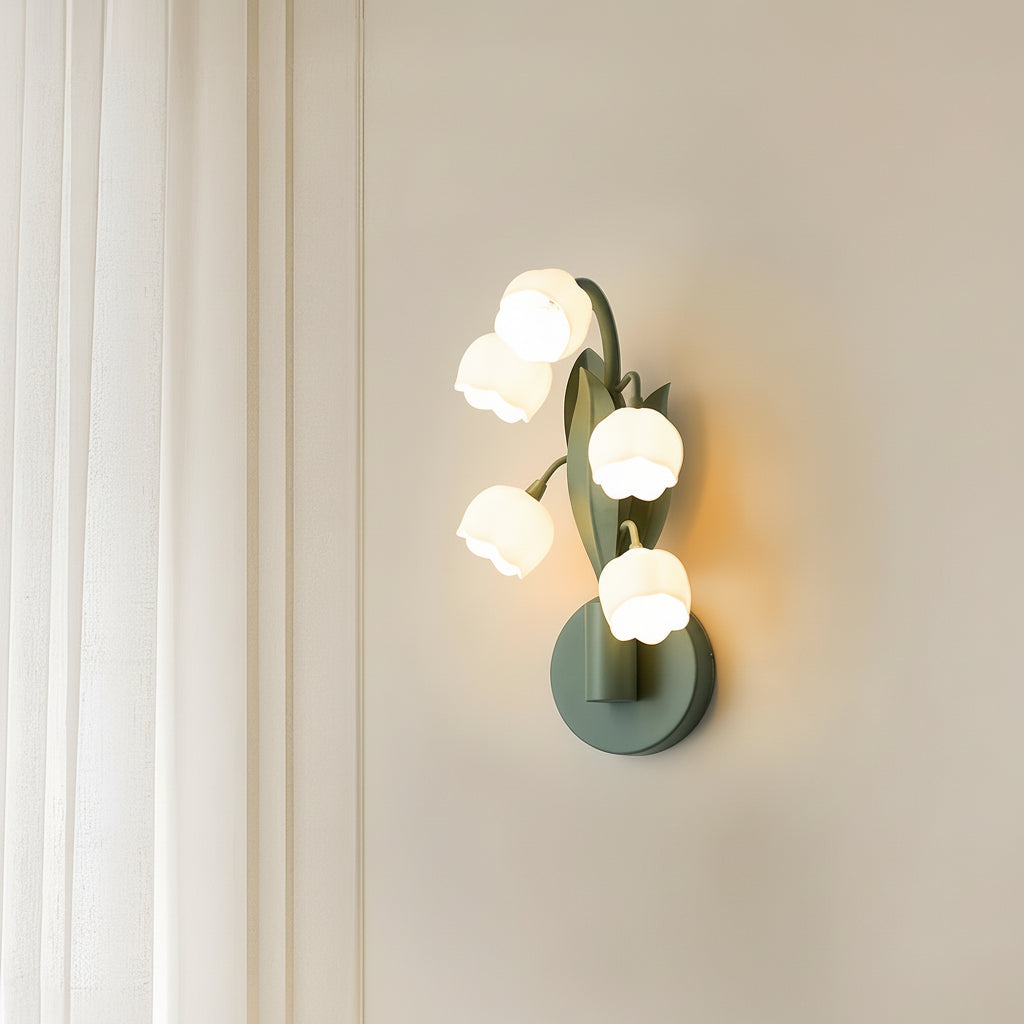 Freyza - LED Wall Sconce Light – French Country Floral Bellflower Glass (33x18cm / 12.9x7in)