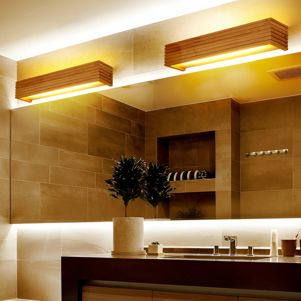 Freyza - Nordic Solid Wood LED Vanity Light – Waterproof Bathroom Mirror Sconce (Linear Design)